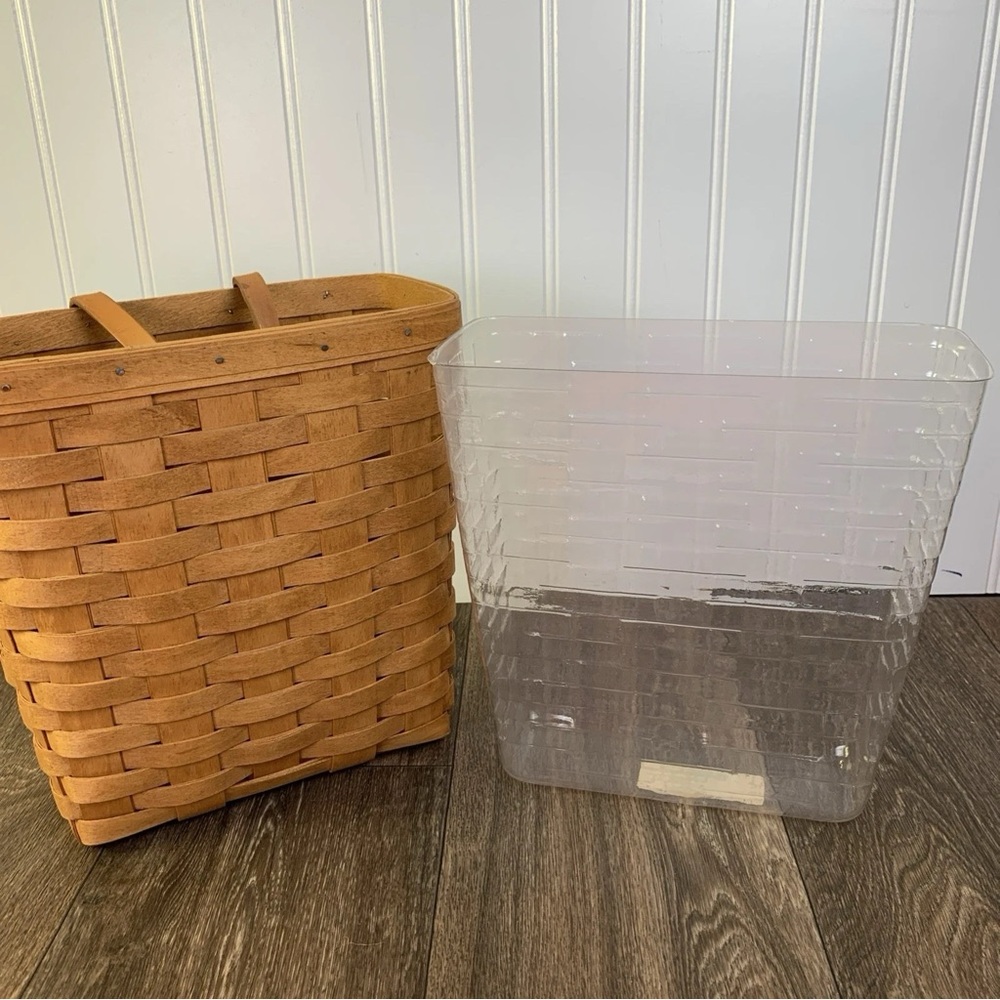 Vintage Longaberger Wall Hanging Tall Key Basket 9.5" Leather Strap & Liner - Picture 7 of 12